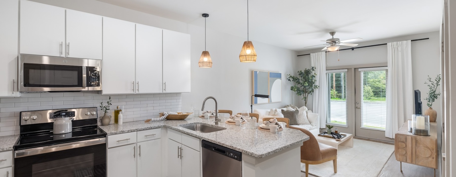 Modern kitchen in model apartment at The Lively Murrells Inlet